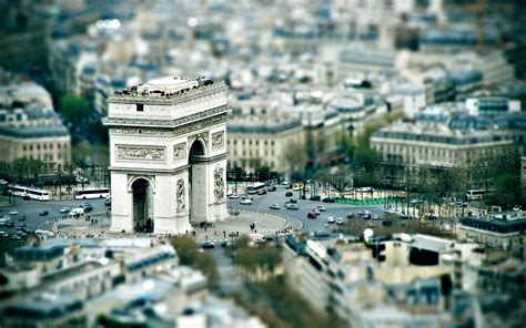 Tilt Shift Paris Cityscape Blurred Architecture Arc De Triomphe