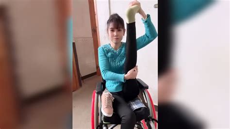 Young Paraplegic Lady Leg Workouts Wheelchair Woman With Thin Legs