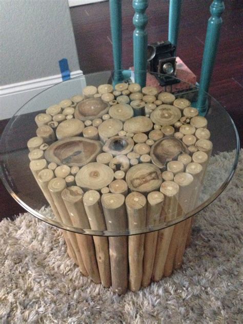 Solid pine wood (whole piece of tree trunk). Stacked log side table. Bought this Indonesian wooden ...