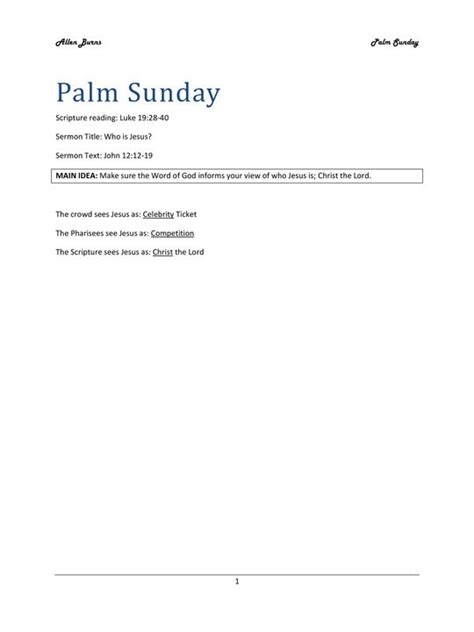 Palm Sunday Sermon Outline Pdf The Son Of Man The Heart Of Man Psalm