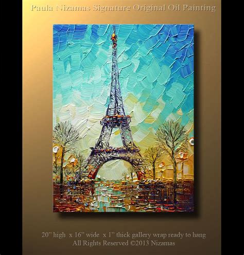 Original Abstract Contemporary Eiffel Tower Oil Painting Heavy Palette
