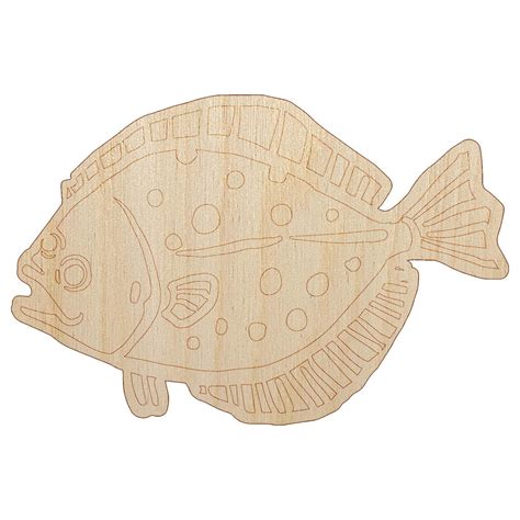 Flounder Halibut Flat Spotted Fish Wood Shape Unfinished Piece Cutout