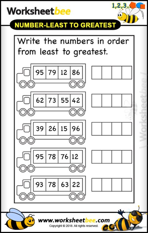 Working Printable Worksheet For Kids Number Least To Greatest 1