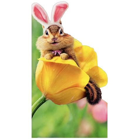 Avanti Press Chipmunk Bunny In Tulip Cute Little Big Funny Die Cut