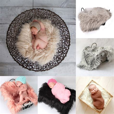 Newborn Photography Props Soft Baby Fur Blankets Faux Fur Background