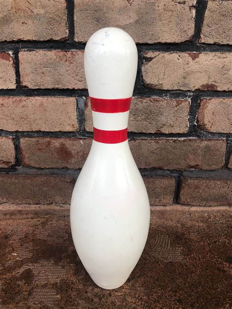 Vintage Bowling Pin Bowling Decor Red And White Unique Door Etsy