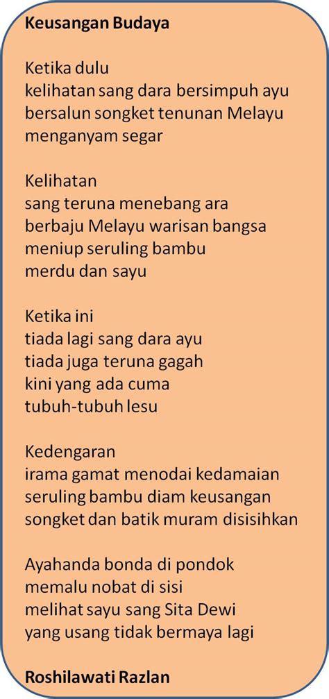 Tema (novel tingkatan 3) tema : Sajak : Keusangan Budaya | LEMBAR BAHASA
