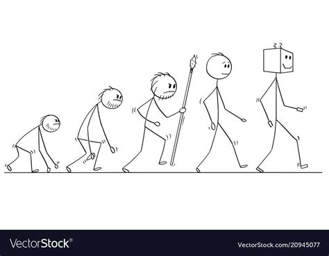 Cartoon Of Human Evolution Process Progress Vector Image On Vectorstock