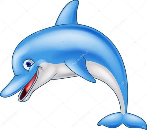 Divertido Delfín De Dibujos Animados Ilustración De Stock De ©tigatelu