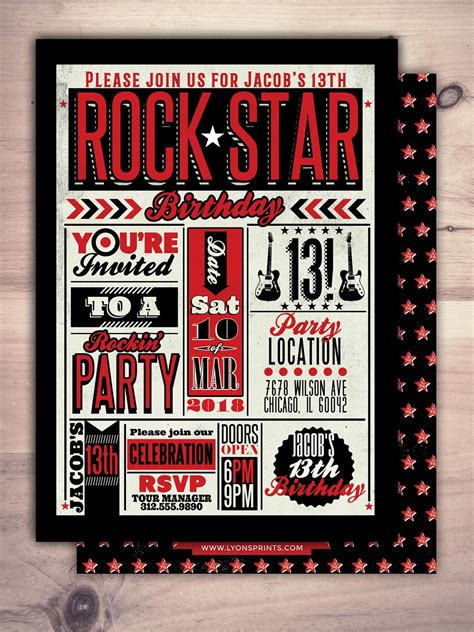 Rock Star Invitation Pop Star Invitation Rock Star Party Etsy In 2021