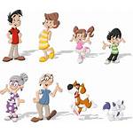 Famille Cartoon Famiglia Animaux Avec Animali Domestiques