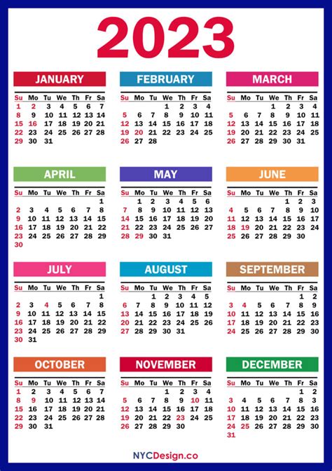 2023 Calendar With Us Holidays Printable Free Pdf Colorful Blue
