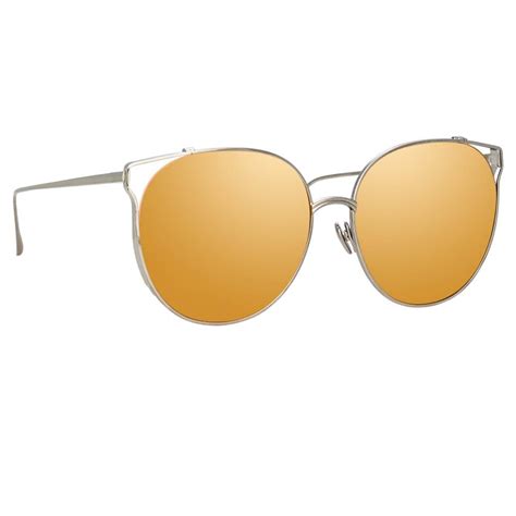 joanna oversized sunglasses in white gold frame by linda farrow linda farrow int l