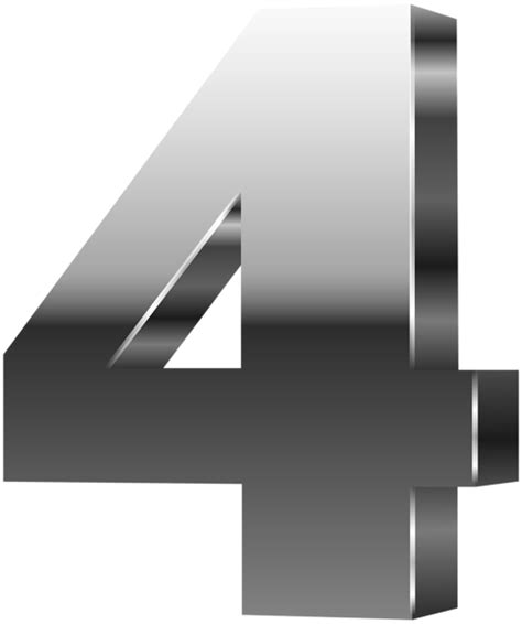 Number Four 3d Silver Png Clip Art Image Gallery