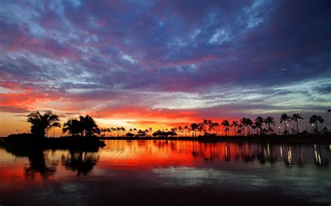 Sonnenuntergang In Hawaii Hd Desktop Wallpaper Widescreen High