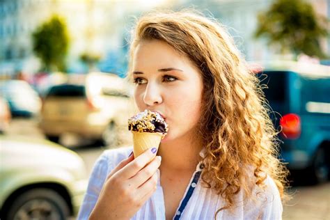 Woman Eating A Delicious Chocolate Ice Cream Fitness Nutrition Get Healthy Healthy People