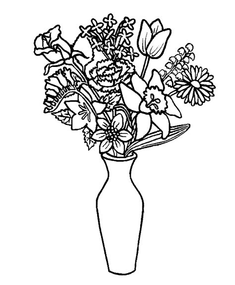 Bouquet Of Flowers Coloring Pages For Childrens Printable For Free