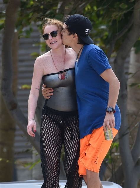 lindsay lohan and egor tarabasov on the beach in port louis gotceleb