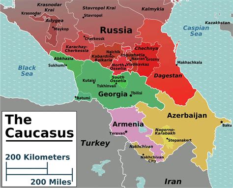 Caucasus Regions Map Mapsofnet