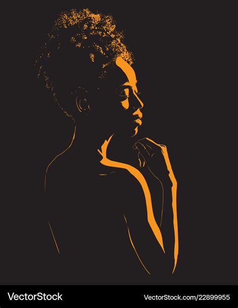 Black African Woman Portrait Silhouette In Vector Image