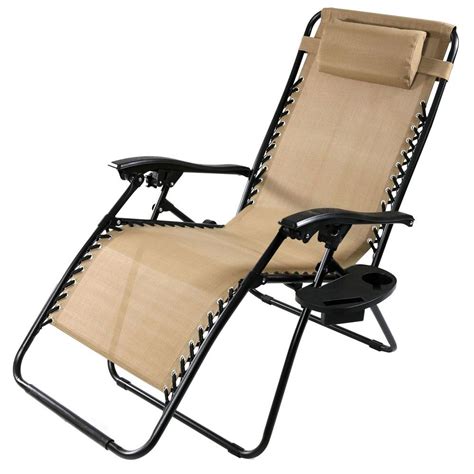Timber ridge zero gravity chair oversized recliner padded folding patio lounge chair 350lbs capacity adjustable lawn chair with cup holder, headrest, for outdoor, camping, patio, lawn. Sunnydaze Decor Oversized Khaki Zero Gravity Sling Patio ...