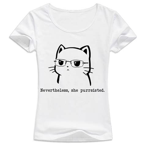 Cat T Shirt Female Funny Cute Cat Design Print Girl T Shirts 2017 New