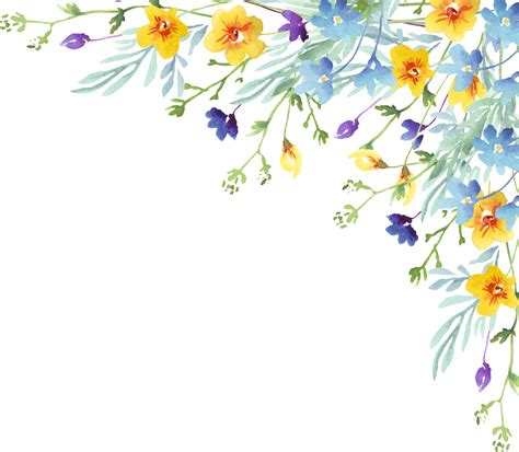 Free Wildflowers Frame Watercolor Clipart 22157120 Png With