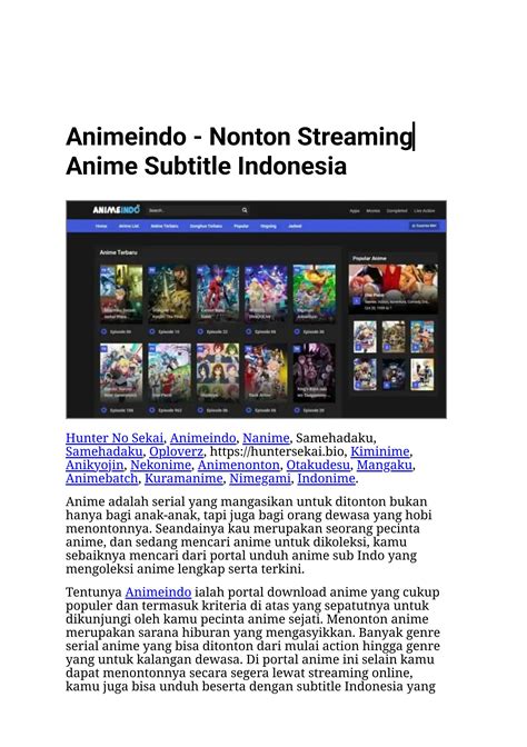 Animeindo Nonton Streaming Anime Subtitle Indonesia By Geno Anime Issuu