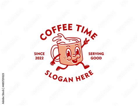Retro Coffee Cup Character Mascot Logo Template Stock Vector Adobe Stock