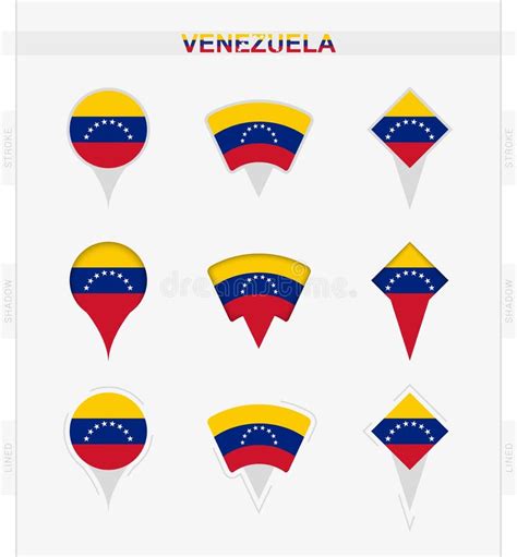 Venezuela Flag Set Of Location Pin Icons Of Venezuela Flag Stock