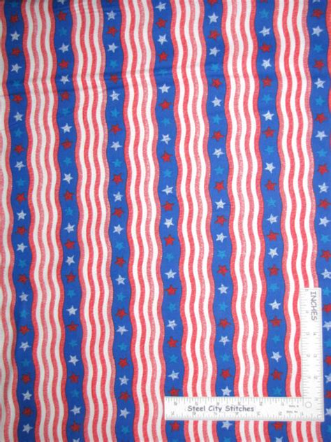 Patriotic Wavy Stripe Stars Blue Cotton Fabric By Joann Fabrics By The