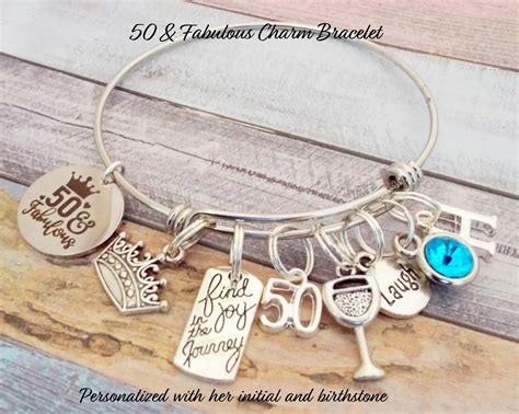 50th Birthday Charm Bracelet T For Woman Turning 50 50th Birthday