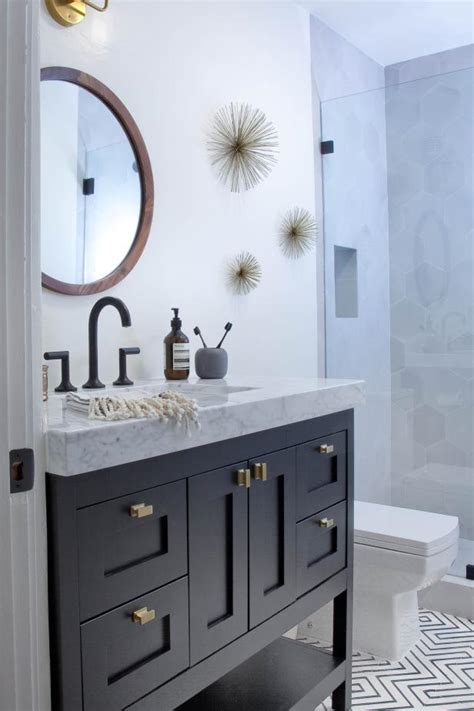 Contemporary Black And White Bathroom Is Chic Playful Hgtv