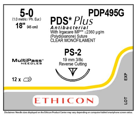 Ethicon Pdp495g Pds Plus Antibacterial Polydioxanone Suture