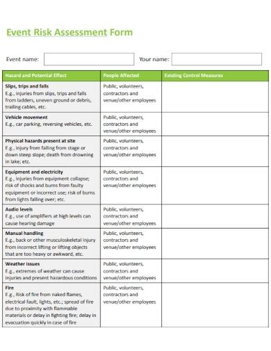 Event Risk Assessment 10 Examples Format Pdf Examples