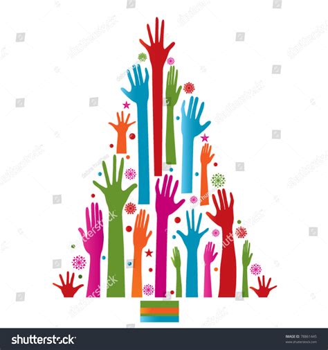 Colorfull Christmas Tree Hands Stock Vector Illustration 78861445