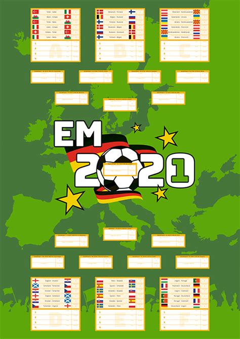 Deutschlands fußballnationalmannschaft muss sich in der qualifikation unter anderem gegen die niederlande durchsetzen. EM 2020 Spielplan zum Ausfüllen und Spieltermine