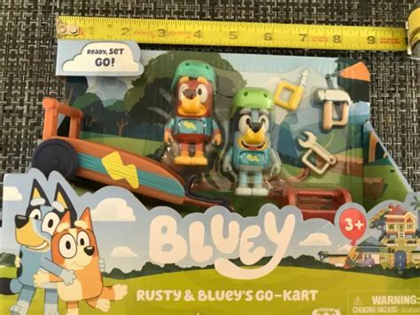 Bluey Rusty And Blueys Go Kart Figurine Toy Set Brand New 1499