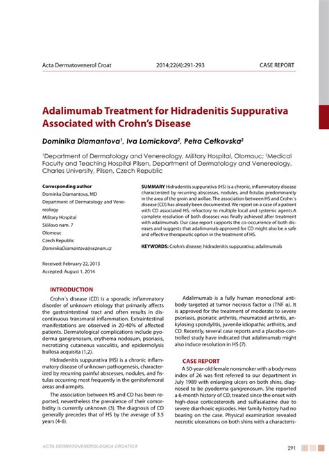 Pdf Adalimumab Treatment For Hidradenitis Suppurativa Associated With