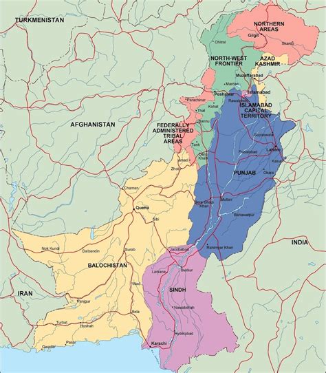 Pakistan Political Map Eps Illustrator Map Vector World