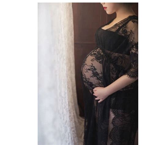Black Lace Maternity Dress Photography Props Long Lace Dress Pregnant