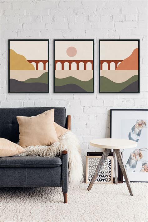 Landscape Wall Art Set Of 3 Set Of 3 Abstract Prints Etsy