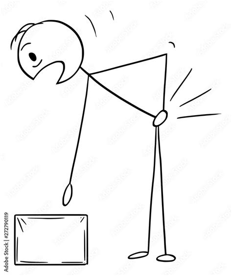 Vector Cartoon Stick Figure Drawing Conceptual Illustration Of Man Who