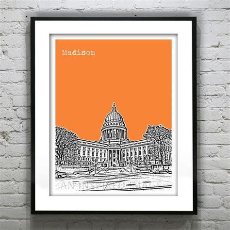 Madison Wisconsin Poster Print Art Skyline Item T4326 Etsy