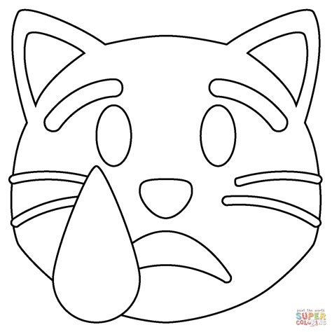 Dibujo De Emoji De Gato Llorando Para Colorear Dibujos Para Colorear