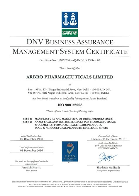 Arbro Gets Renewal From Dnv For Quality Management System Standard