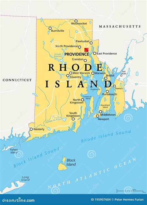 Rhode Island Ri Politische Kartenstaat Rhode Island Und
