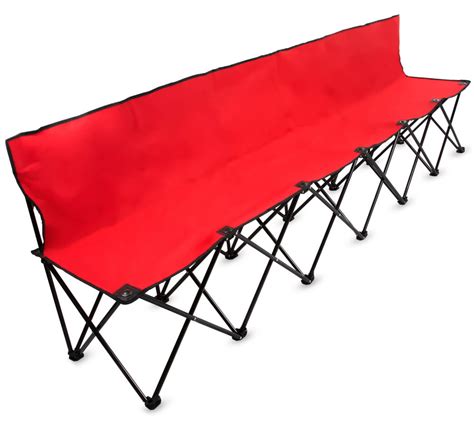 8 Foot Portable Folding 6 Seat Bench With Back Red