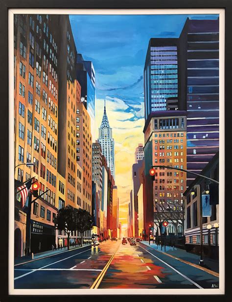 Painting Of New York 42nd Street Angela Wakefield