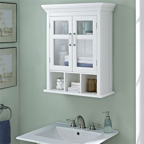 Wyndenhall Hayes White Two Door Bathroom Wall Cabinet With Cubbies